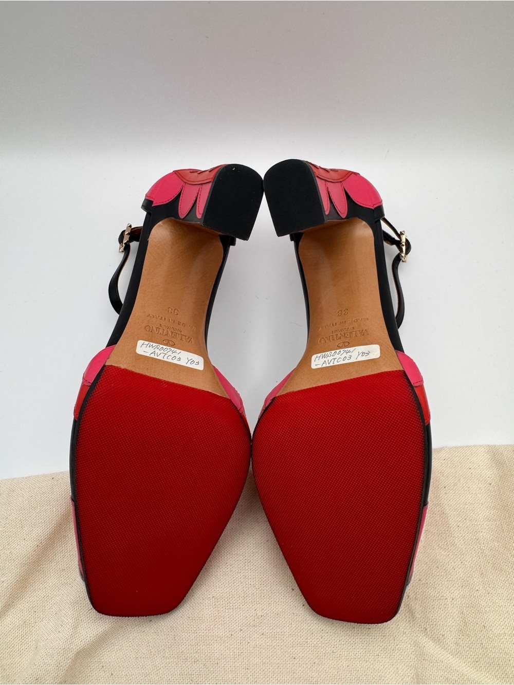 Valentino Garavani Pink&Red Polka Dot Patch Leather Block Heel Multicolour-Sz 38 - Picture 8 of 9